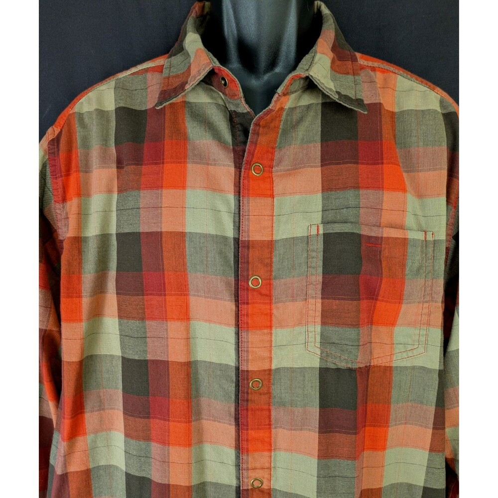 Mountain Hard Wear Men's LG Orange Plaid Cotton Lined Snap Button Shirt
